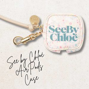 See By Chloé Keyring/Airpod Cover in Ivory and gold (NWT)